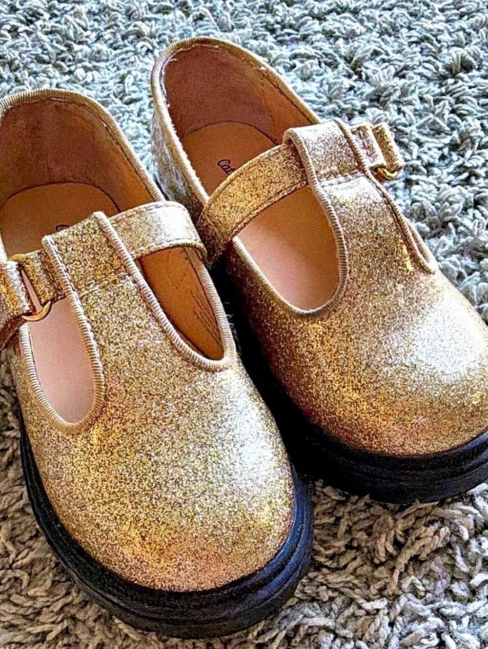 Cat & Jack Gold Glitter Mary Jane Dress Shoes